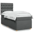 cadre de lit avec matelas Gris foncé 90x200 cm Tissu