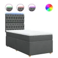 cadre de lit avec matelas Gris foncé 90x200 cm Tissu