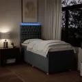 cadre de lit avec matelas Gris foncé 90x200 cm Tissu