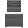 cadre de lit avec matelas Gris foncé 90x200 cm Tissu