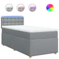 cadre de lit avec matelas Gris clair 90x200 cm Tissu