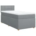 cadre de lit avec matelas Gris clair 90x200 cm Tissu