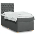 cadre de lit avec matelas Gris foncé 90x200 cm Tissu