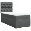 cadre de lit avec matelas Gris foncé 90x200 cm Tissu