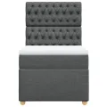 cadre de lit avec matelas Gris foncé 90x200 cm Tissu