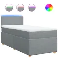cadre de lit avec matelas Gris clair 90x200 cm Tissu