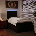 cadre de lit avec matelas noir 120x190 cm similicuir