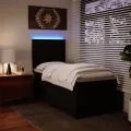 cadre de lit avec matelas noir similicuir
