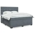 cadre de lit et matelas Gris foncé 180x200cm Velours