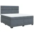 cadre de lit et matelas Gris foncé 180x200cm Velours