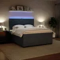 cadre de lit et matelas Gris foncé 180x200cm Velours