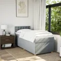cadre de lit et matelas Gris clair 90x190 cm Tissu
