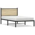 Cadre de lit en métal sans matelas chêne sonoma 100x200 cm