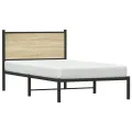 Cadre de lit en métal sans matelas chêne sonoma 100x200 cm