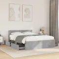 Cadre de lit et tête de lit sans matelas gris béton 120x190 cm