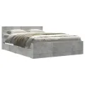 Cadre de lit et tête de lit sans matelas gris béton 120x190 cm