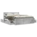 Cadre de lit et tête de lit sans matelas gris béton 120x190 cm