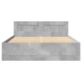 Cadre de lit et tête de lit sans matelas gris béton 120x190 cm