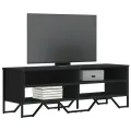 Meuble TV noir 122x34x41 cm bois d'ingénierie