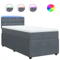 cadre de lit et matelas Gris foncé 80x200 cm Velours