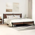 Cadre de lit en métal sans matelas chêne marron 160x200 cm
