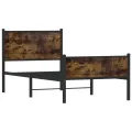 Cadre de lit en métal sans matelas chêne fumé 90x200 cm