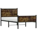Cadre de lit en métal sans matelas chêne fumé 90x200 cm