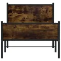 Cadre de lit en métal sans matelas chêne fumé 90x200 cm