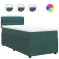 cadre de lit et matelas Vert foncé 80x200 cm Velours