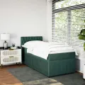 cadre de lit et matelas Vert foncé 80x200 cm Velours