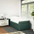 cadre de lit et matelas Vert foncé 80x200 cm Velours