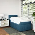 cadre de lit avec matelas bleu 80x200 cm velours