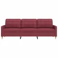 Canapé à 3 places Rouge bordeaux 210 cm Tissu