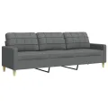 Canapé à 3 places Gris foncé 210 cm Tissu