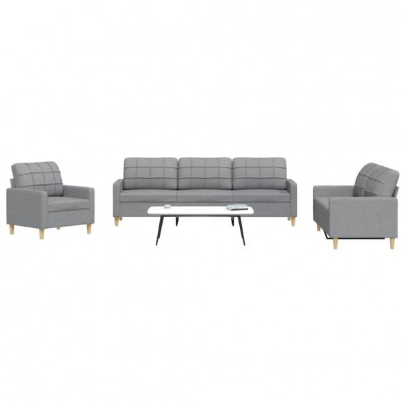 Ensemble de canapés 3 pcs gris clair tissu