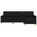 Canapé à 3 places avec repose-pieds Noir 210 cm Tissu