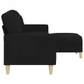 Canapé à 3 places avec repose-pieds Noir 210 cm Tissu