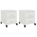 Tables de chevet 2 pcs blanc 36x39x43,5 cm acier