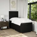 cadre de lit avec matelas Noir 90x190 cm Tissu