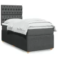 cadre de lit et matelas Gris foncé 90x190 cm Tissu
