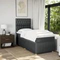 cadre de lit et matelas Gris foncé 90x190 cm Tissu