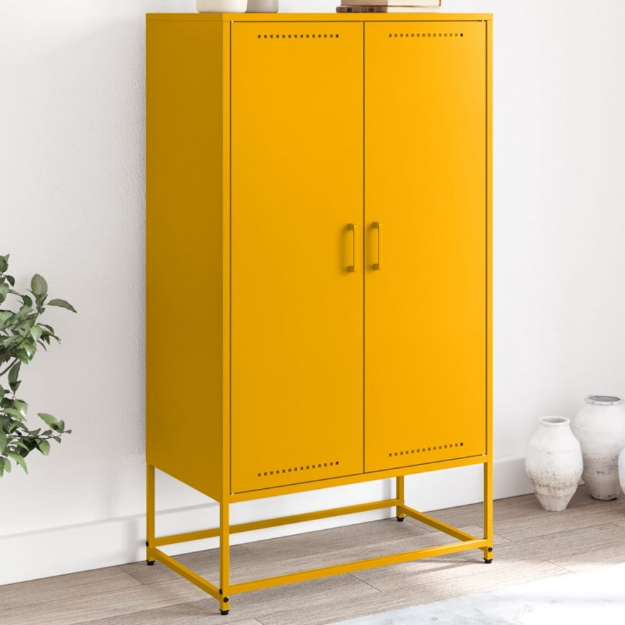 Buffet haut jaune moutarde 68,5x38,5x123,5 cm acier