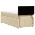 cadre de lit et matelas Crème 90x190 cm Tissu
