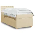 cadre de lit et matelas Crème 90x190 cm Tissu