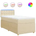 cadre de lit et matelas Crème 90x190 cm Tissu