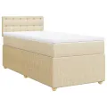 cadre de lit et matelas Crème 90x190 cm Tissu