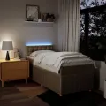 cadre de lit et matelas Crème 90x190 cm Tissu