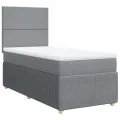 cadre de lit et matelas Gris clair 90x190 cm Tissu
