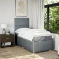 cadre de lit et matelas Gris clair 90x190 cm Tissu