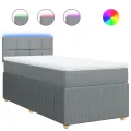 cadre de lit et matelas Gris clair 90x190 cm Tissu